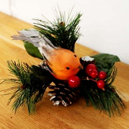Picture of Pick with Pine Cones & Robin 17cm