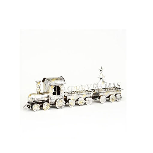Picture of Pre-lit Metal Merry Xmas train - Silver 88cm