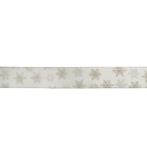 Picture of Ribbon - Christmas Snow Flake - wired edge  - 63mm x 9m