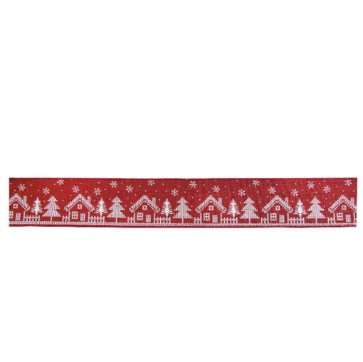 Picture of Ribbon - Festive House - Dark Red - 63mm x 9m