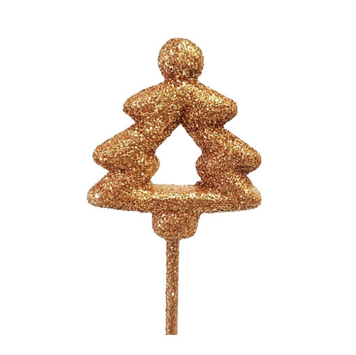 Picture of Christmas Tree on Stick - Antique Gold with Glitter