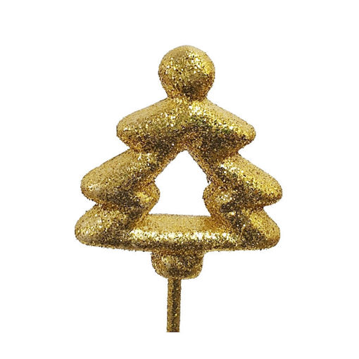 Picture of Christmas Tree on Stick - Gold with Glitter