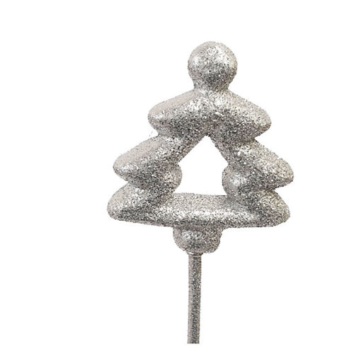 Picture of Christmas Tree on Stick - silver with Glitter