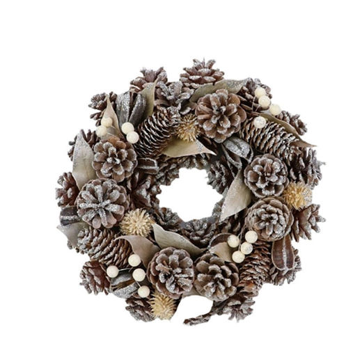 Picture of Wreath - Christmas Infuse - Natural with snow -  d30cm x h9cm