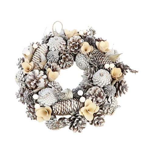 Picture of Wreath Christmas Noble - White & Natural d30 x 7cm