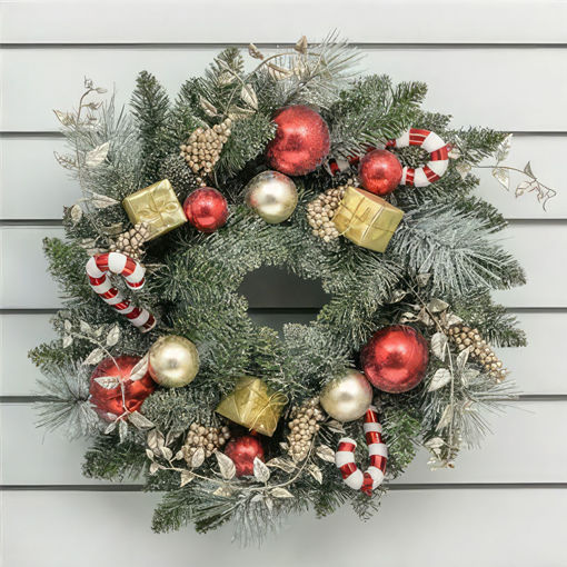 Picture of Wreath Candy Cane & Cone  | 60cm