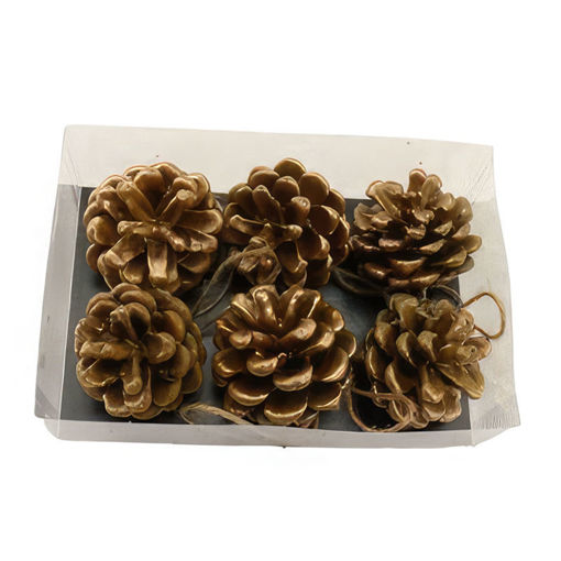 Picture of Hanging Wax Pinecones | 6pc | Gold