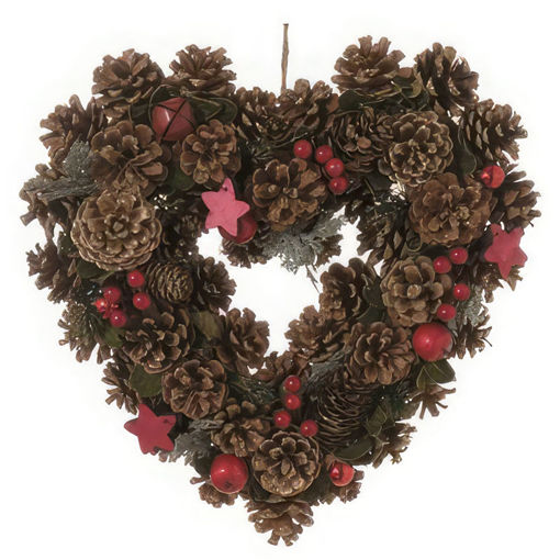 Picture of Heart Pinecone Wreath | Berries | 36cm