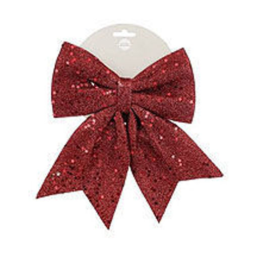 Picture of Bow Dark Red  with Stars Fabric 20cm x 24cm