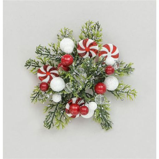 Picture of 1" Berry Candy Decoration | Red & White