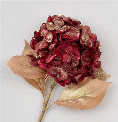 Picture of Glitter Hydrangea Spray | Burgundy | 64cm